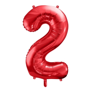 Balon foliowy cyfra 2 czerwony 85 cm