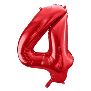Balon foliowy cyfra 4 czerwony 85 cm