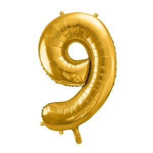 Balon foliowy cyfra 9 złoty 85 cm