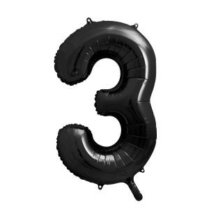 Balon foliowy cyfra 3 czarny 85 cm