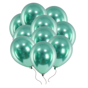 Balony zielone chromowane Glossy 30 cm 14 cali 10 szt. PartyDeco