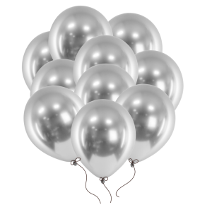 Balony srebrne chromowane Glossy 30 cm 14 cali 10 szt. PartyDeco
