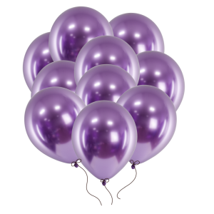 Balony fioletowe chromowane Glossy 30 cm 14 cali 10 szt. PartyDeco
