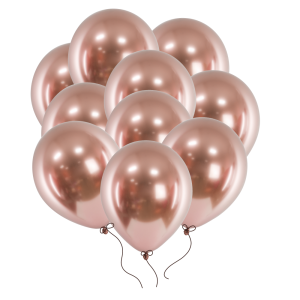 Balony złoty róż rose gold chromowane Glossy 30 cm 14 cali 10 szt. PartyDeco