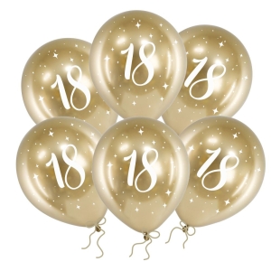Balony na 18 urodziny chromowane złote 30 cm 14 cali 6 szt.