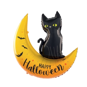 Balon foliowy kot na księżycu na Halloween 88 cm