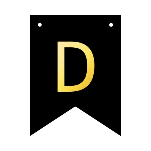 Baner personalizowany czarno-złoty litera D