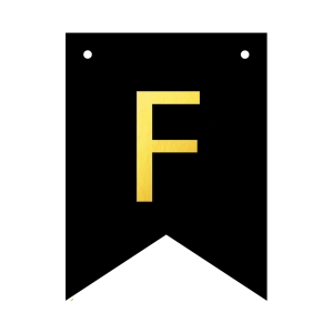 Baner personalizowany czarno-złoty litera F