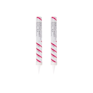 Fontanna tortowa biała w różowo-srebrne paski 12 cm 2 szt.