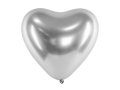 Balony serca srebrne chrom 30cm 50szt.