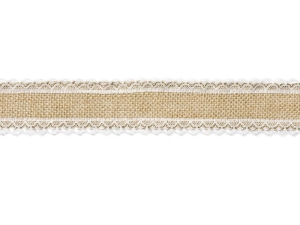 Taśma jutowa z koronką 5 cm x 5 m