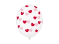 Balony transparentne w czerwone serduszka 30 cm 6 szt