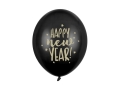 Balony Happy New Year! czarne 30 cm 14 cali 6 szt