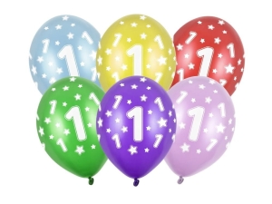 Balony na 1 urodziny 30 cm 14 cali 6 szt