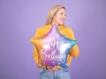 Balon foliowy gwiazda Happy Birthday ombre 40cm