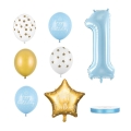 Bukiet z balonów na roczek chłopca złoto błękitny