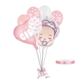 Bukiet z balonów bobas dziewczynka różowy