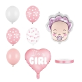 Bukiet z balonów bobas dziewczynka różowy