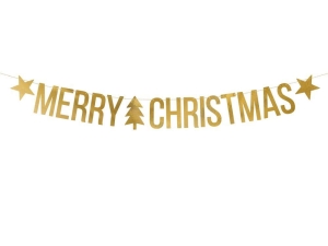 Baner Merry Christmas złoty 150 cm