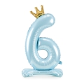 Balon foliowy stojący cyfra 6 błękitny 85 cm na powietrze