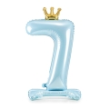 Balon foliowy stojący cyfra 7 błękitny 85 cm na powietrze
