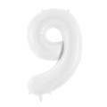 Balon foliowy cyfra 9 biały 85cm