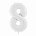 Balon foliowy cyfra 8 biały 85cm