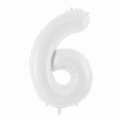 Balon foliowy cyfra 6 biały 85cm