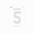 Balon foliowy cyfra 5 biały 85cm