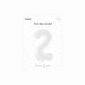 Balon foliowy cyfra 2 biały 85cm