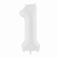 Balon foliowy cyfra 1 biały 85cm