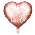 Balon foliowy serce Mom to be różowy 35 cm na hel