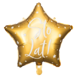 Balon foliowy gwiazda Sto Lat! złoty 40 cm