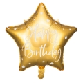 Balon foliowy gwiazda Happy Birthday złoty 40 cm na hel