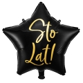 Balon foliowy gwiazda Sto Lat! czarny 40 cm na hel