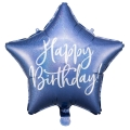 Balon foliowy gwiazda Happy Birthday granatowy 40 cm na hel
