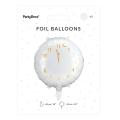 Balon foliowy zegar na Sylwestra biały 35cm