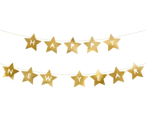 Baner Happy New Year złoty 290 cm