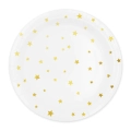 Talerzyki papierowe białe w złote gwiazdki 18 cm 6 sztuk