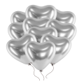 Balony serca srebrne chromowane 30 cm 50 szt.