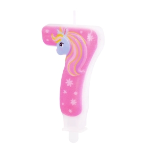 Świeczka cyfra 7 jednorożec
