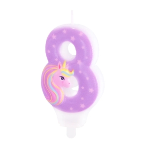 Świeczka cyfra 8 jednorożec