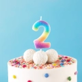 Świeczka urodzinowa cyfra 2 tęczowa