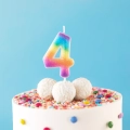 Świeczka urodzinowa cyfra 4 tęczowa