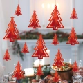 Świąteczne zawieszki 3D choinki czerwone 15 szt.