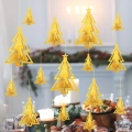 Świąteczne zawieszki 3D choinki złote 15 szt.