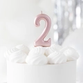 Świeczka urodzinowa cyfra 2 różowe złoto