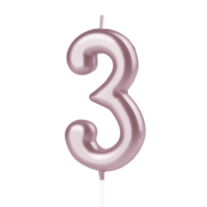 Świeczka cyfra 3 różowe złoto rose gold