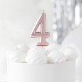 Świeczka urodzinowa cyfra 4 różowe złoto