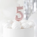 Świeczka urodzinowa cyfra 5 różowe złoto